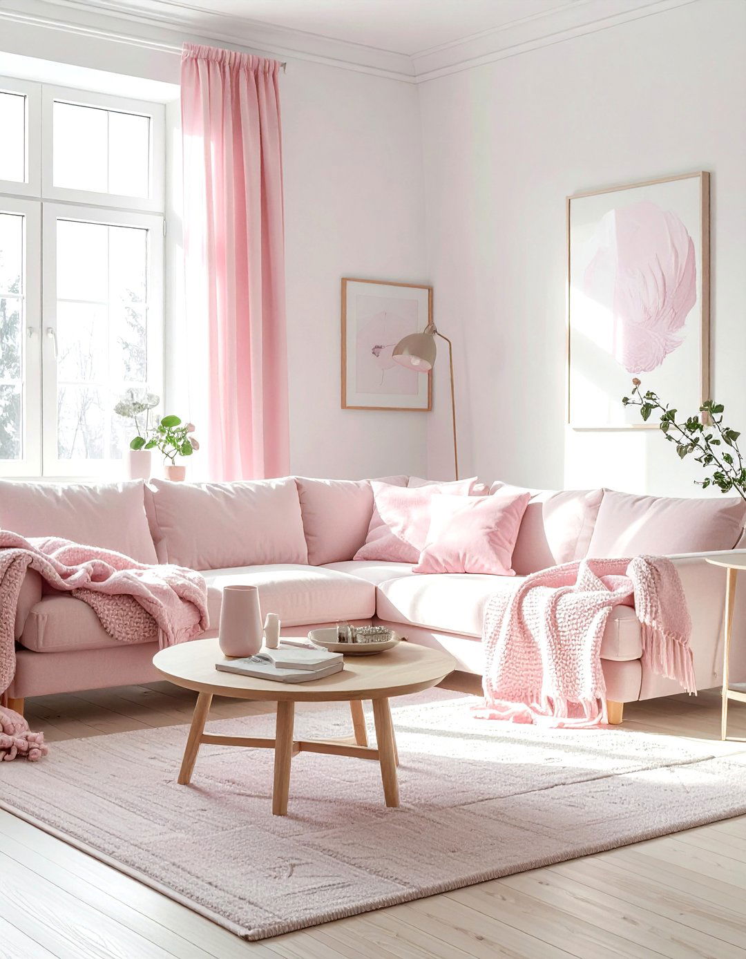 Pink Scandi Living Room - 30 blush living room ideas