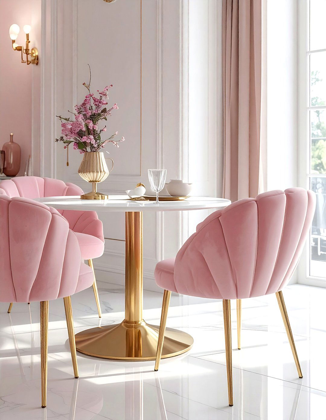 Pink Shell Dining Chair - 30 colorful dining chair ideas