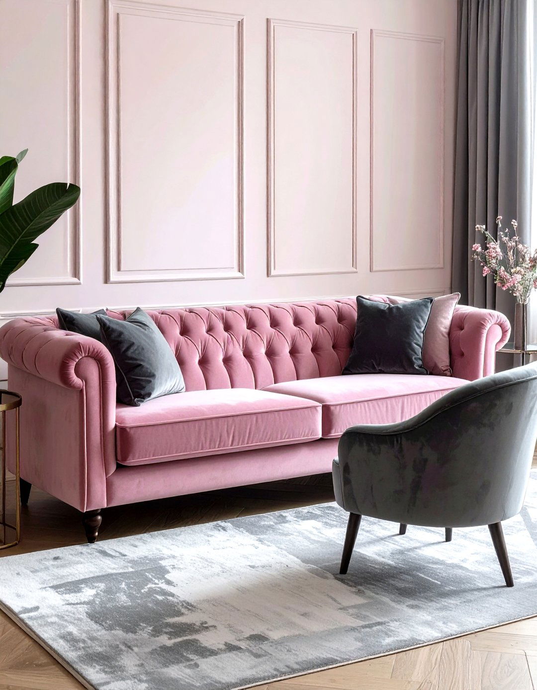Pink Sofa With Grey Velvet Chairs - 30 living room sofa and chairs ideas
