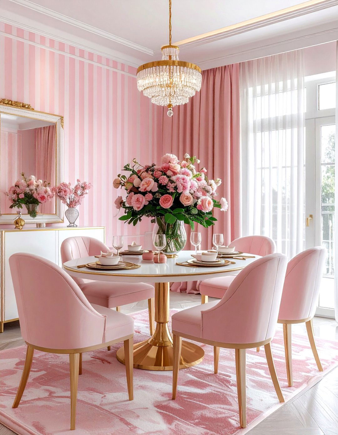 Pink Striped Wallpaper Dining Room - 30 striped wallpaper dining room ideas