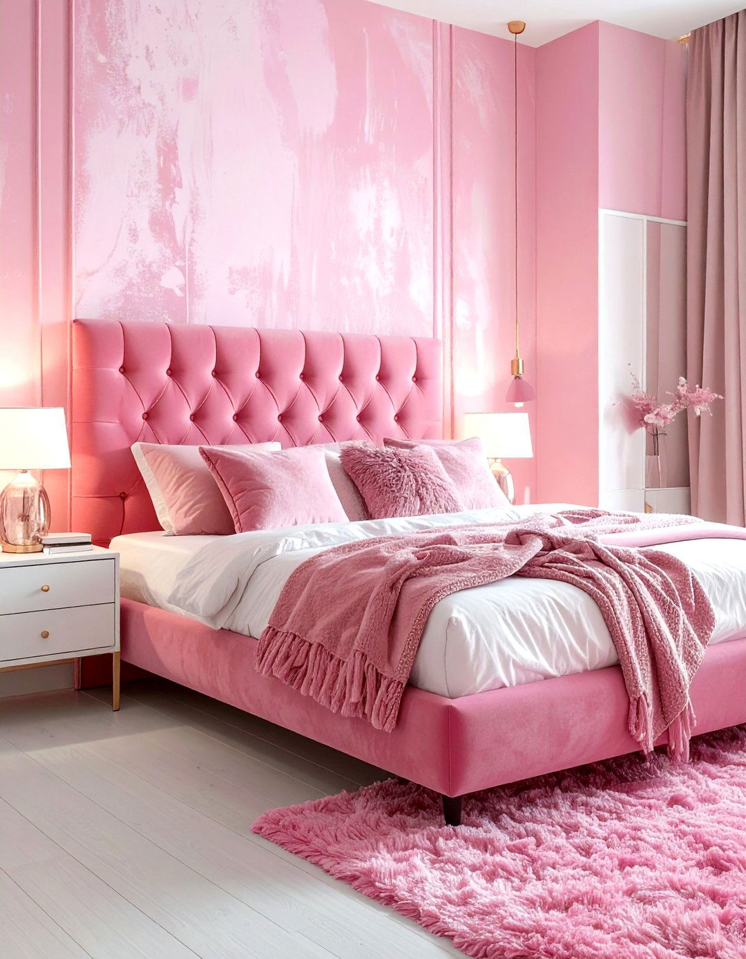 Pink Textured Bedroom - 30 pink bedroom ideas