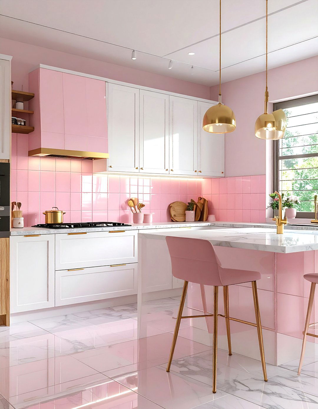 Pink Tile Backsplash - 30 pink decor ideas