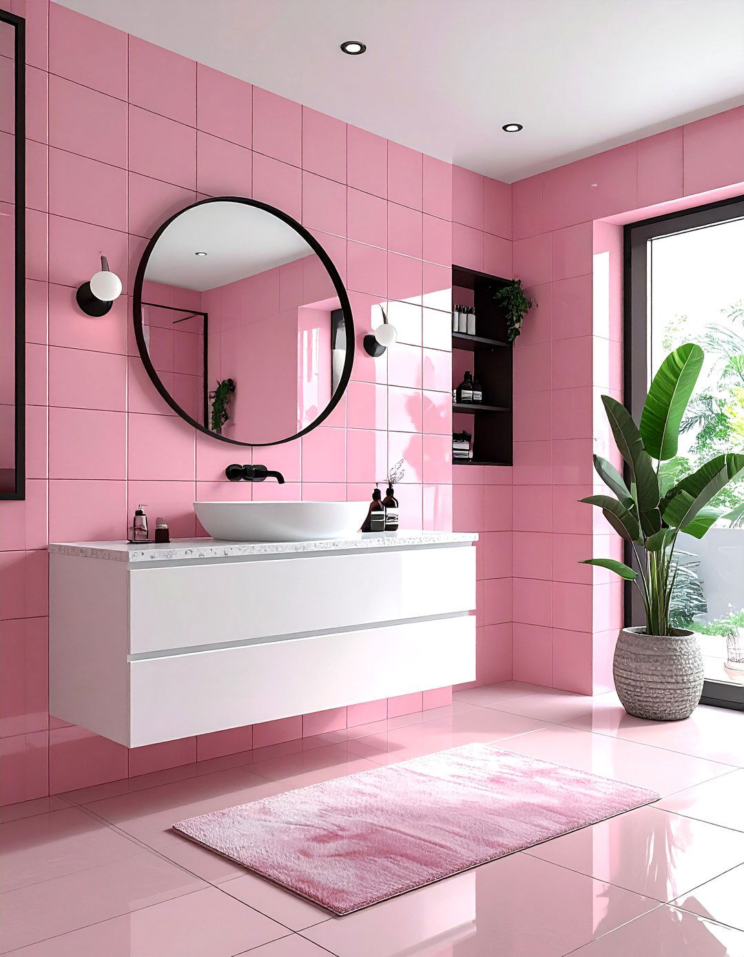 Pink Tile Bathroom - 30 teen bathroom ideas