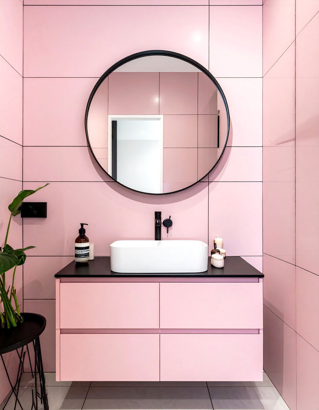 Pink Tile Black Grout - 30 black grout bathroom ideas