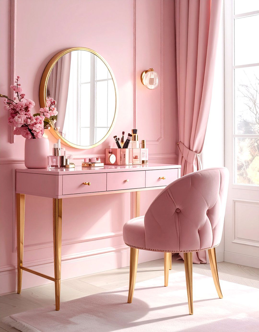 Pink Vanity Table - 30 pink decor ideas