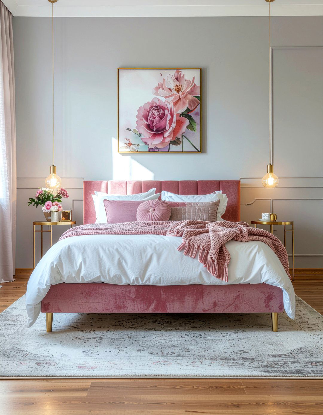 Pink Velvet Bedroom - 30 modern glam bedroom ideas