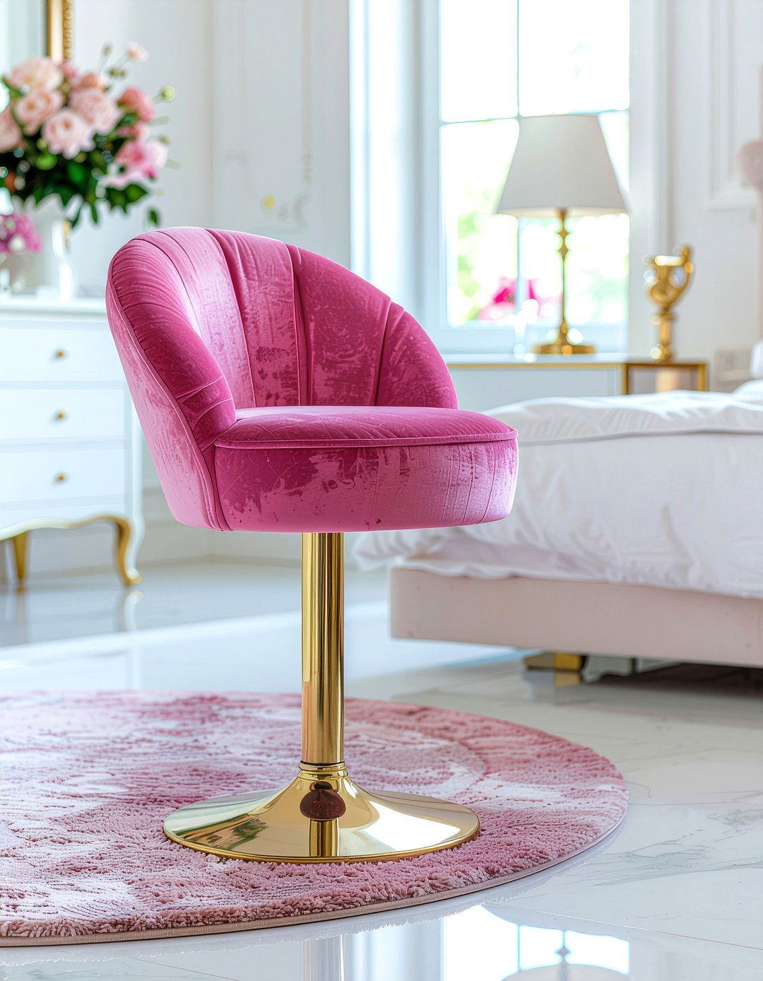 Pink Velvet Stool - 30 bedroom vanity stools