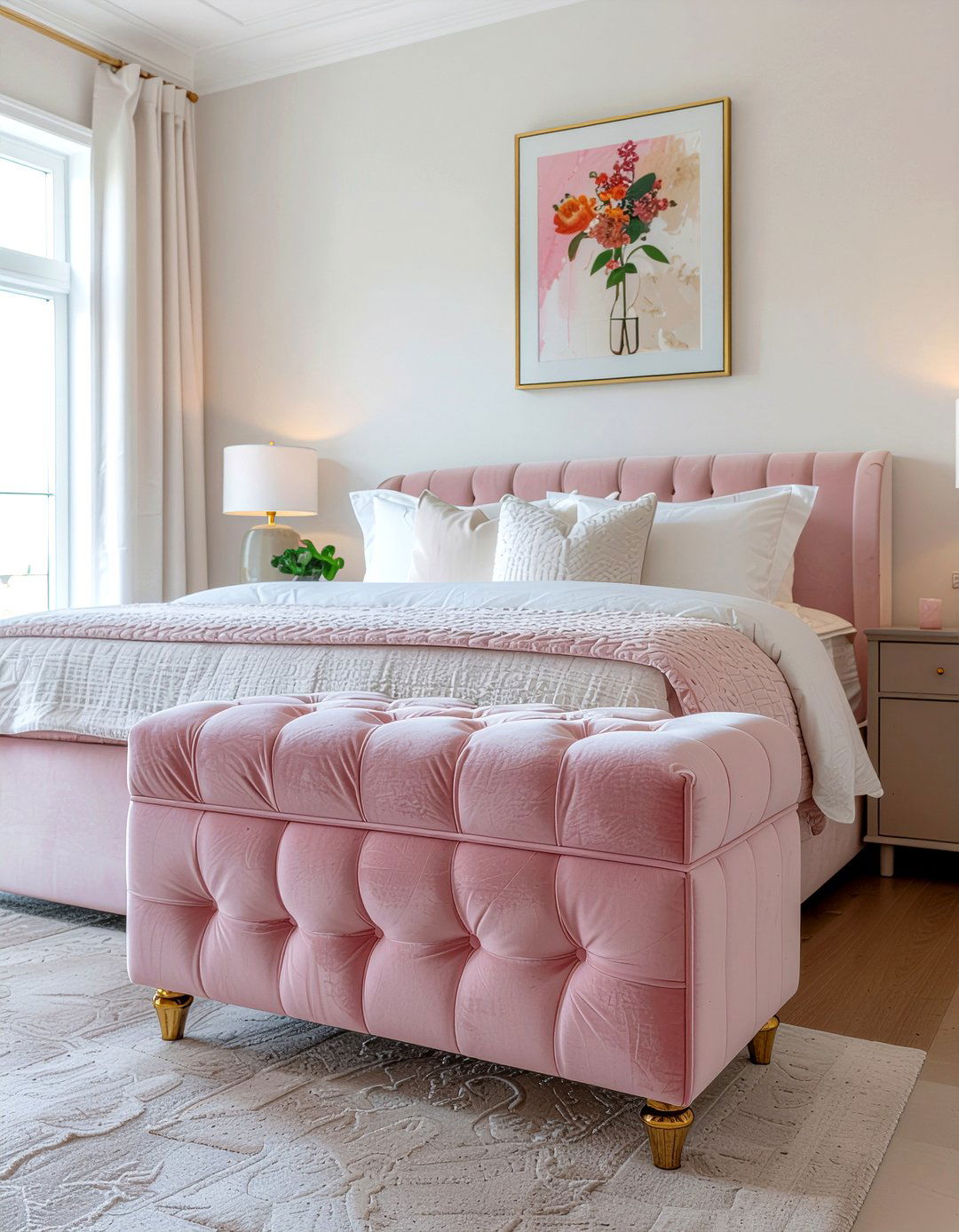 Pink Velvet Trunk - 30 bedroom storage trunks