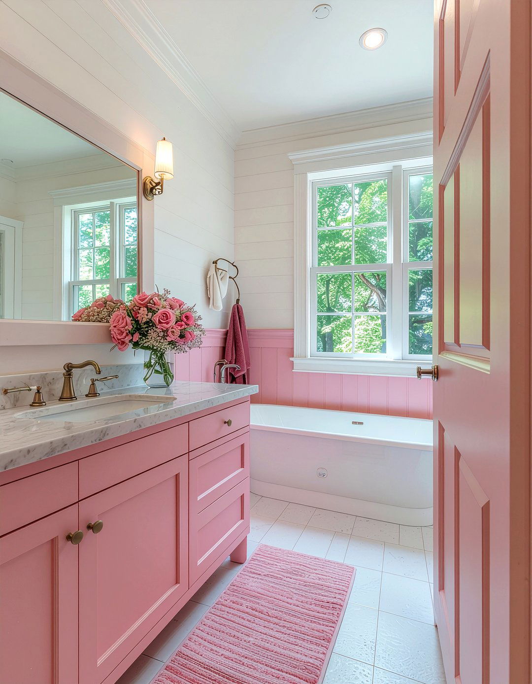 Pink Wainscoting Bathroom - 30 millennial pink bathroom ideas