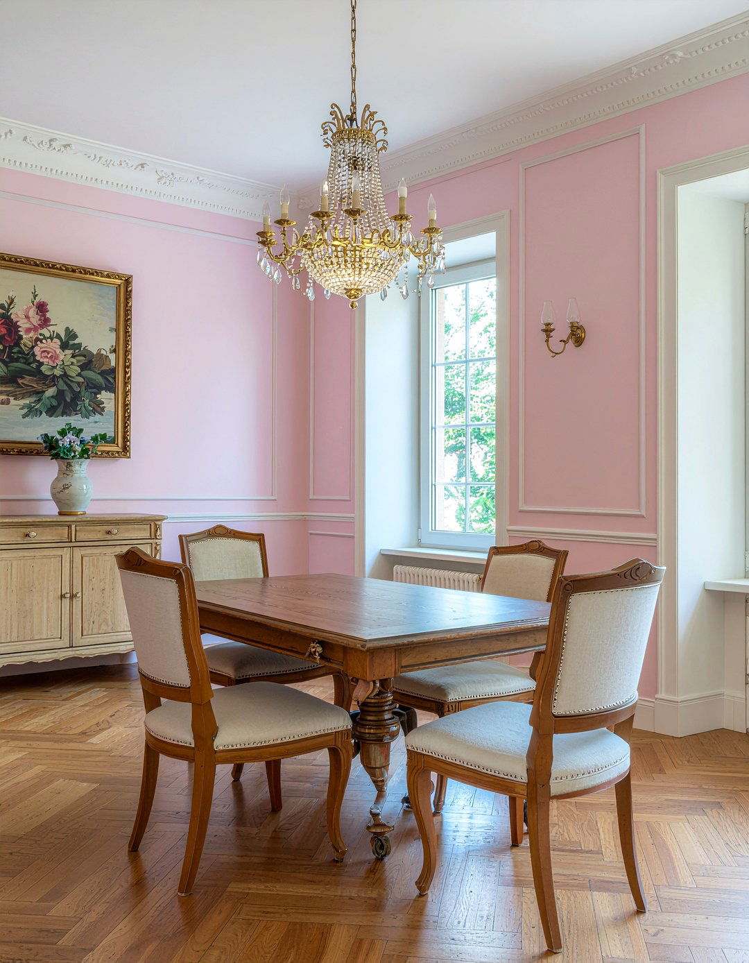 Pink Wainscoting Panels - 30 pink dining room ideas