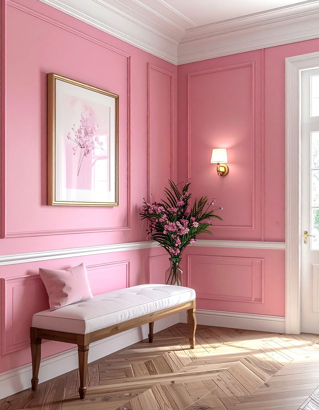 Pink Wainscoting Wall - 30 pink decor ideas