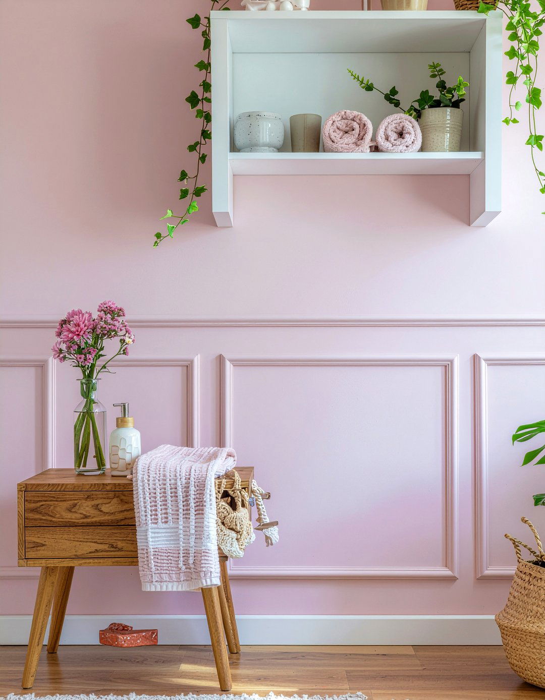 Pink Wall Paneling - 30 pink bathroom ideas