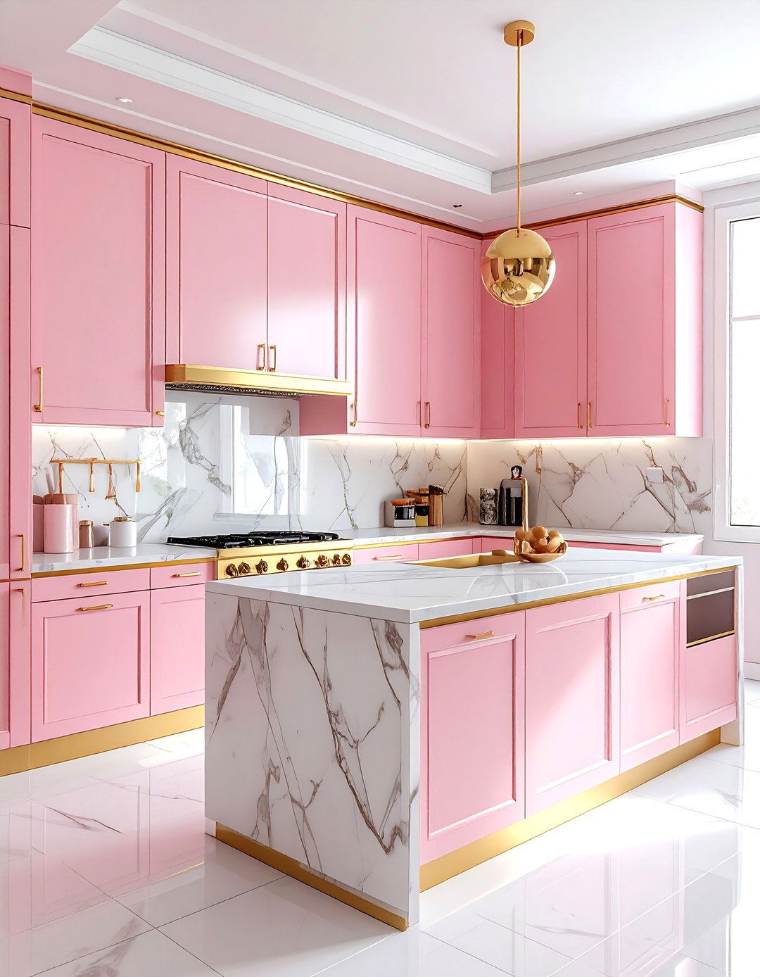 Pink White Art Deco Kitchen - 30 pink and white kitchen ideas