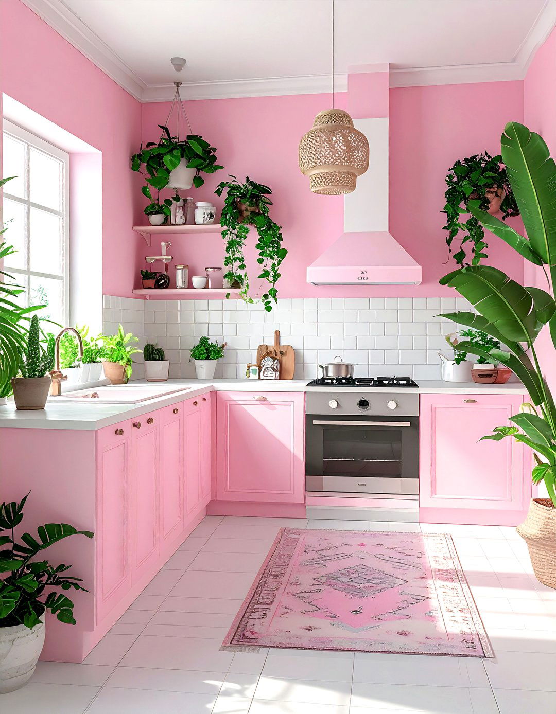 Pink White Bohemian Kitchen - 30 pink and white kitchen ideas