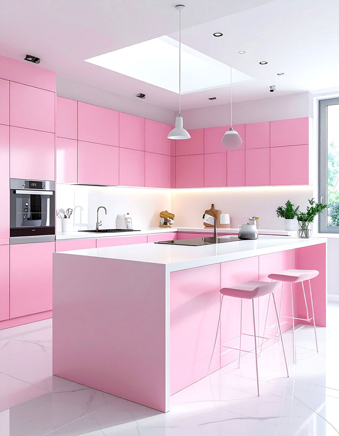 Pink White Contemporary Kitchen - 30 pink and white kitchen ideas