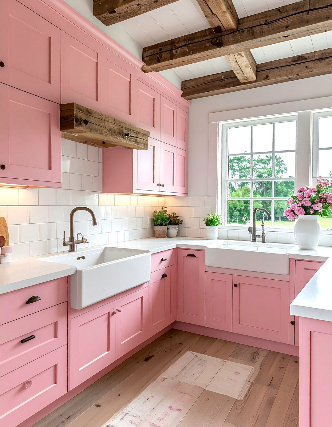 Pink White Farmhouse Kitchen - 30 pink and white kitchen ideas