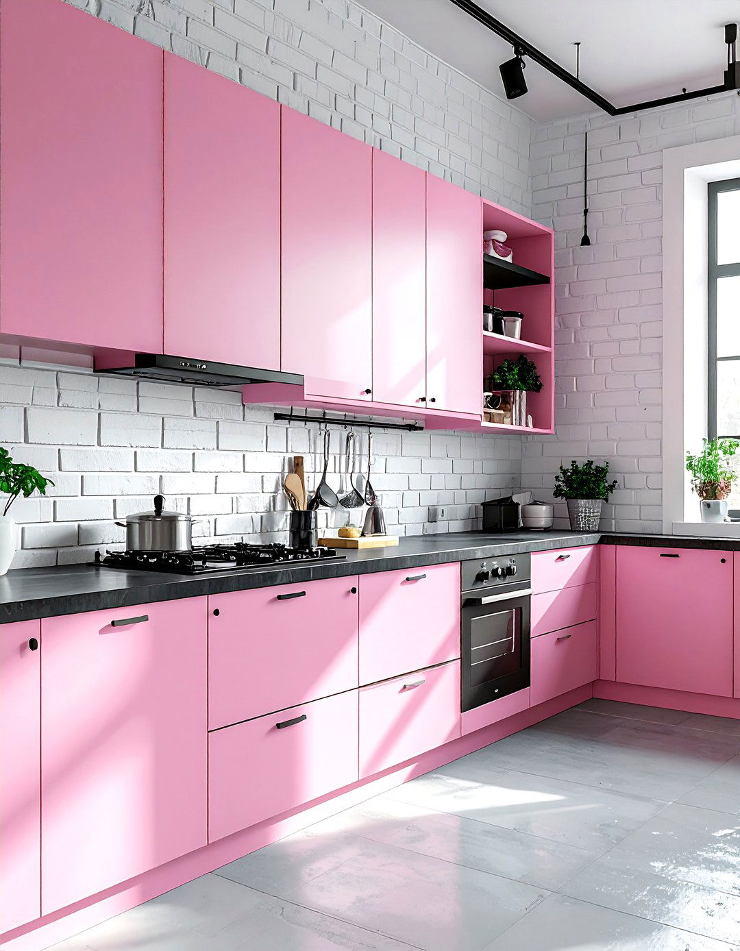 Pink White Industrial Kitchen - 30 pink and white kitchen ideas