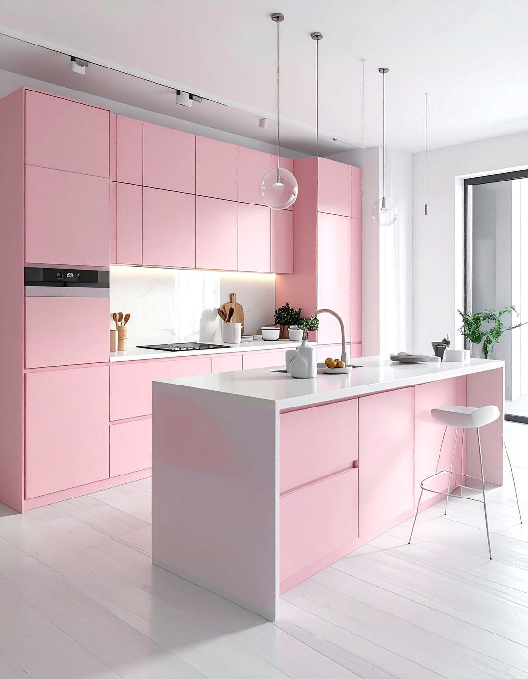 Pink White Minimalist Kitchen - 30 pink and white kitchen ideas
