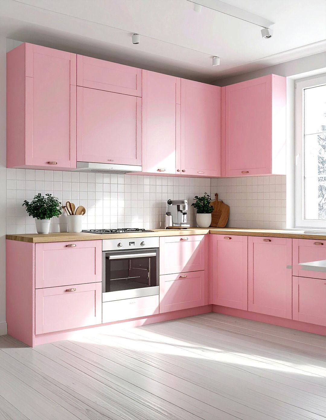 Pink White Scandi Kitchen - 30 pink and white kitchen ideas
