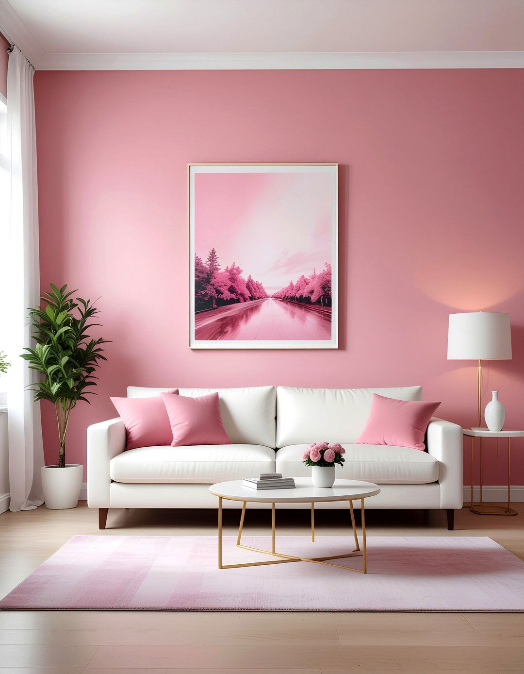Pink accent wall living room - 30 living room pink walls