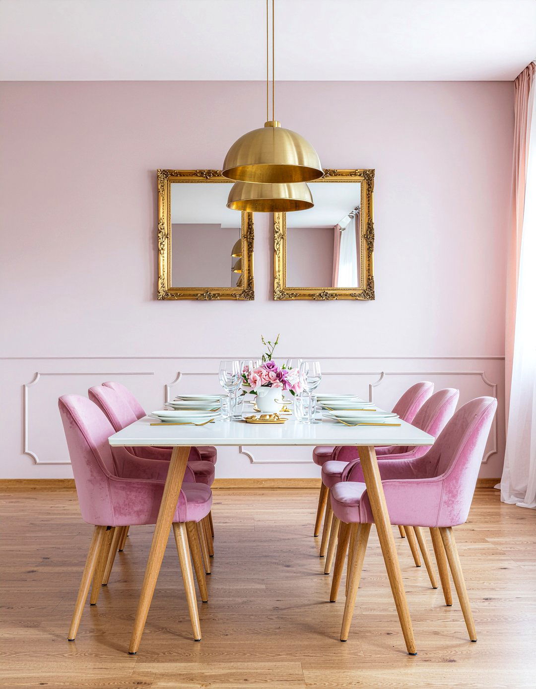 Pink and Gold Decor - 30 pink dining room ideas