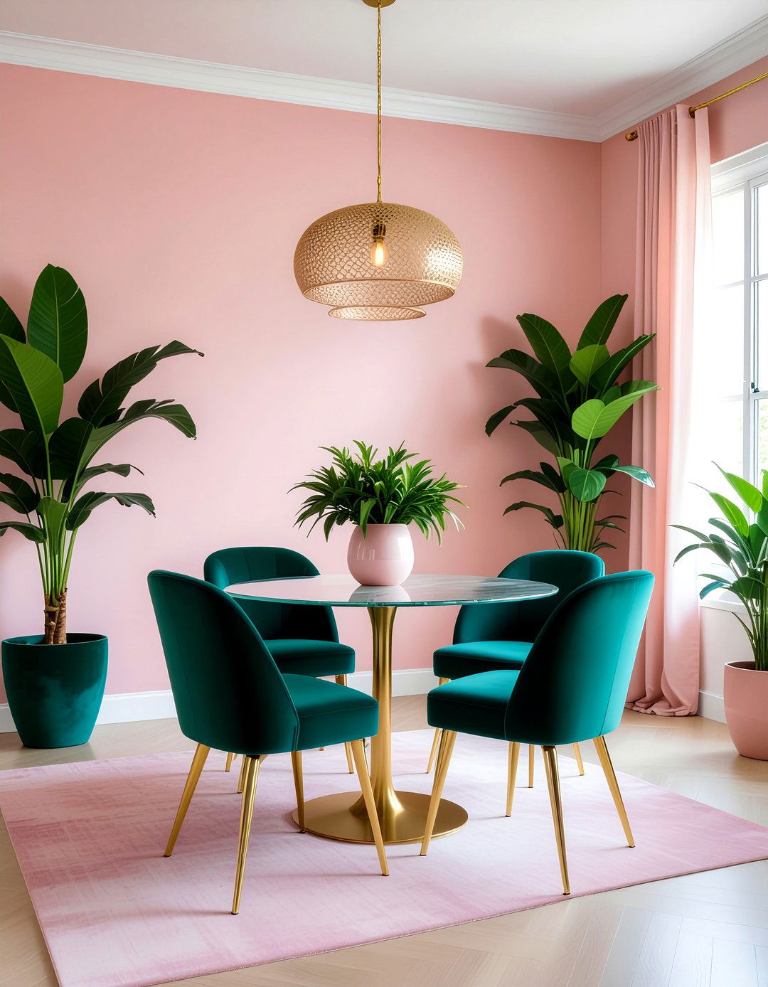 Pink and Green Palette - 30 pink dining room ideas
