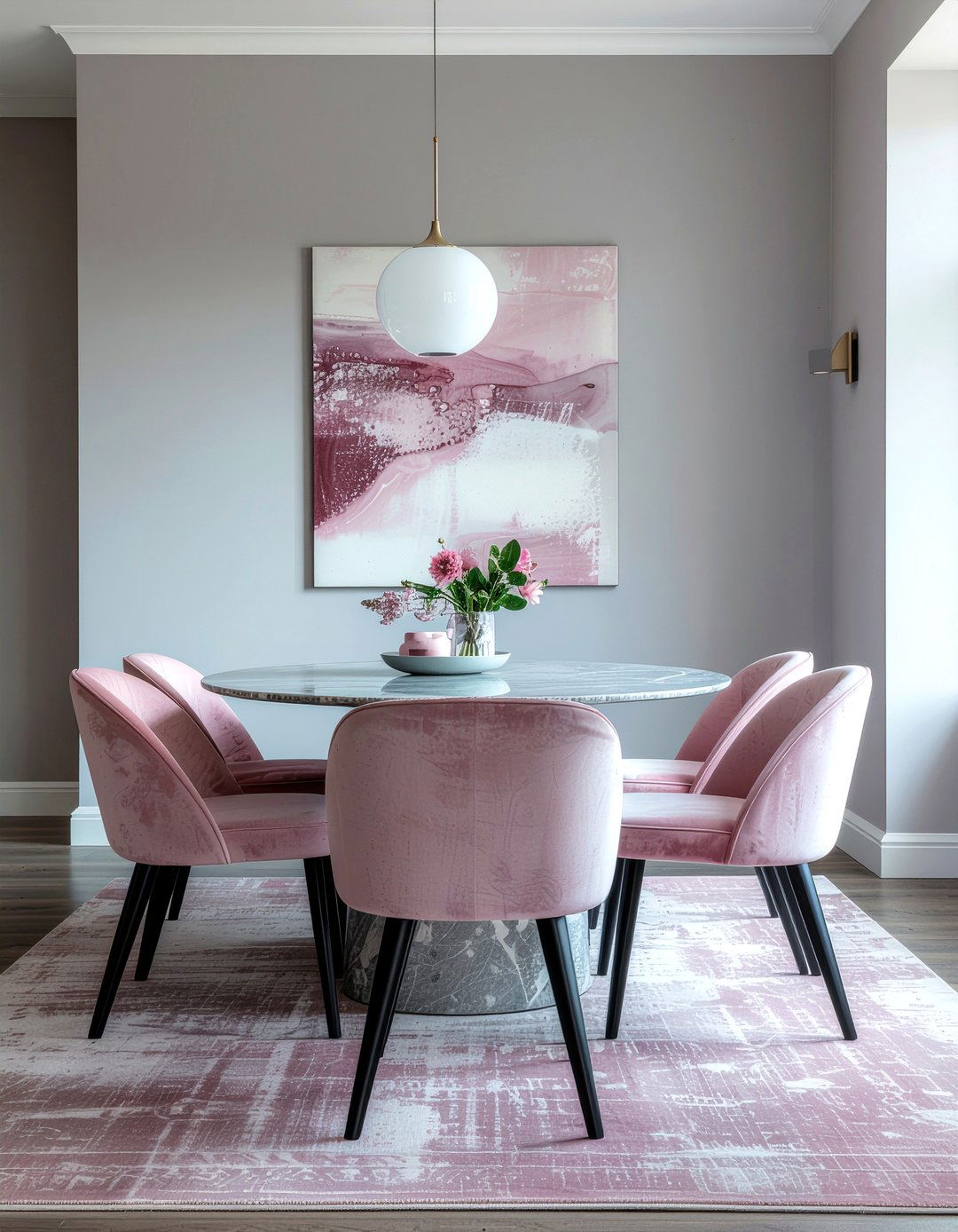 Pink and Grey Theme - 30 pink dining room ideas