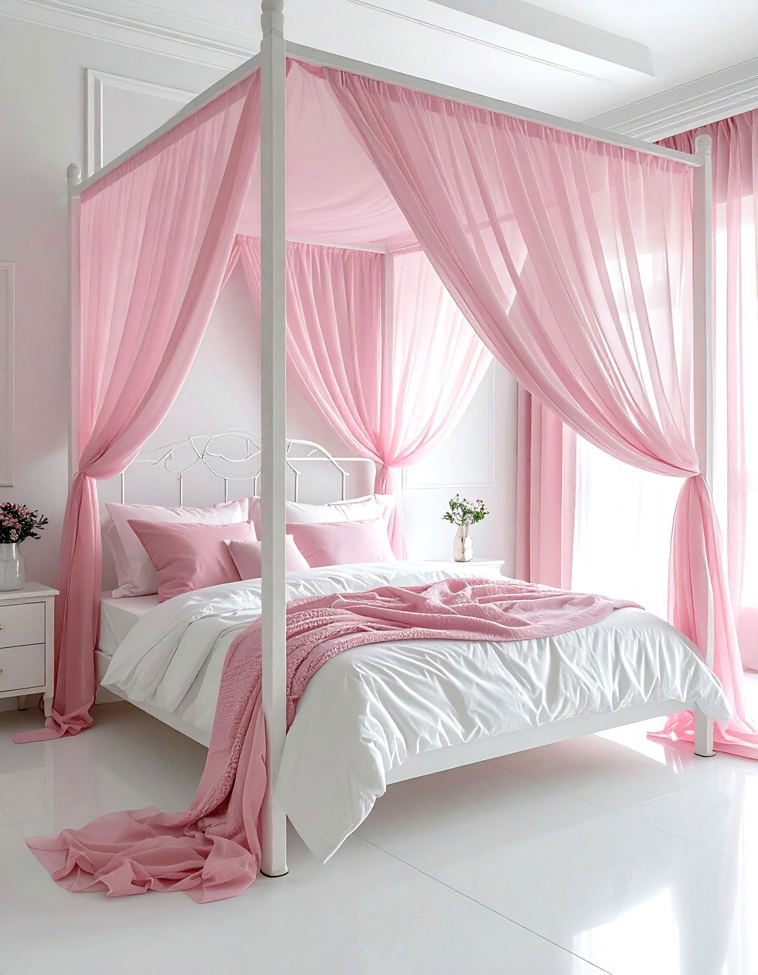 Pink and White Canopy Bedroom - 30 pink and white bedroom ideas