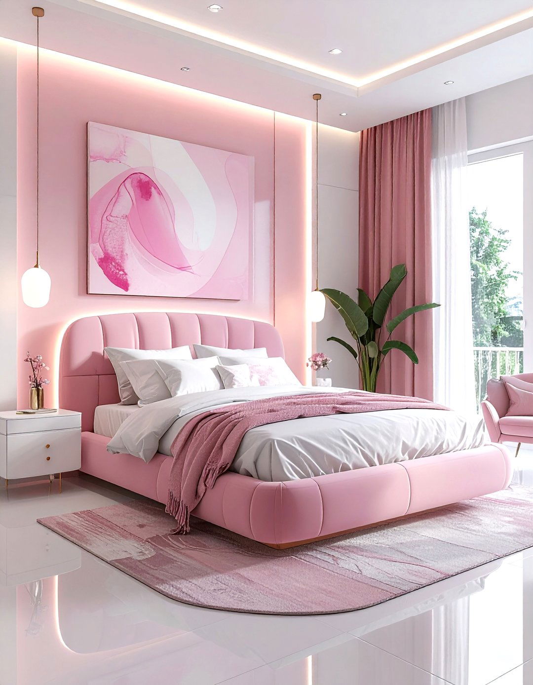 Pink and White Contemporary Bedroom - 30 pink and white bedroom ideas