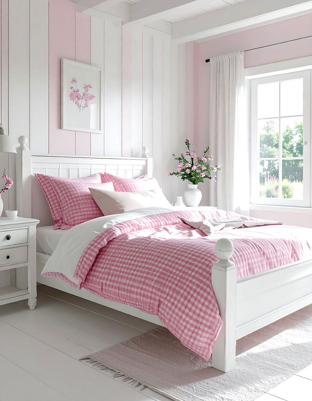 Pink and White Farmhouse Bedroom - 30 pink and white bedroom ideas