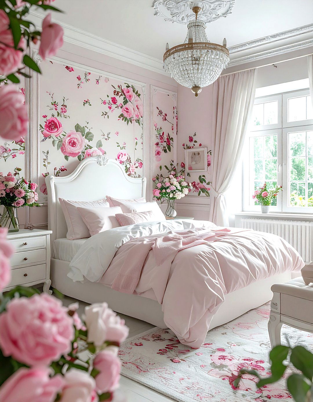 Pink and White Floral Bedroom - 30 pink and white bedroom ideas