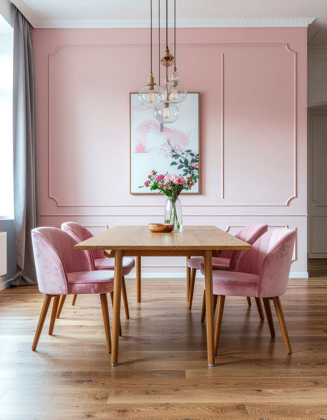 Pink and Wood Texture - 30 pink dining room ideas