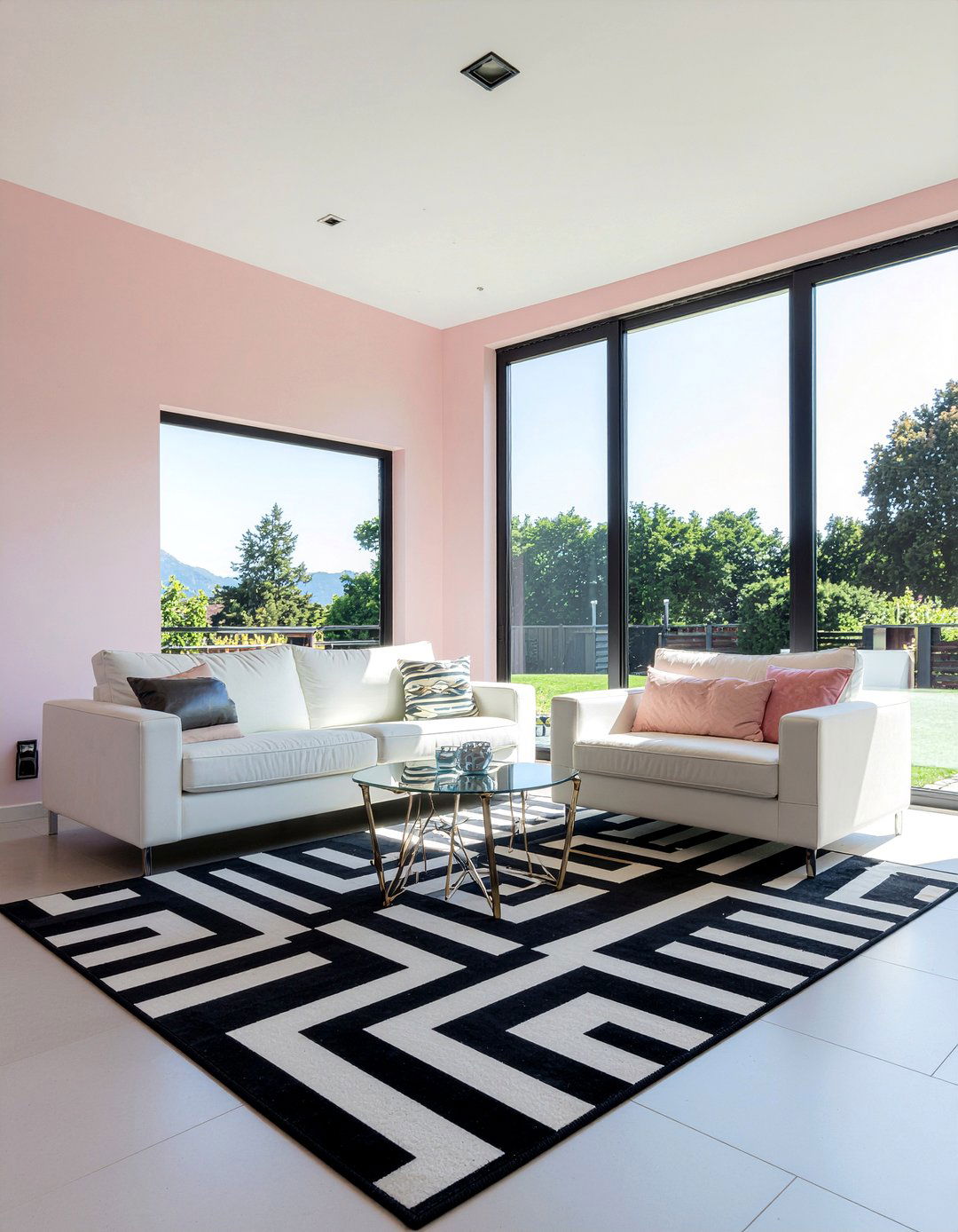 Pink and black living room - 30 living room pink walls