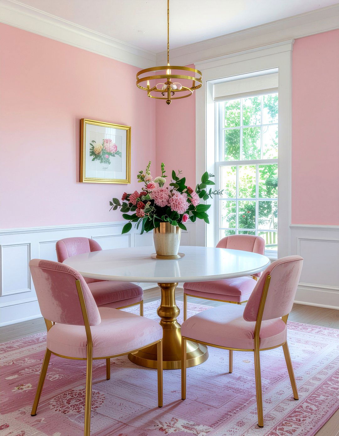 Pink and brass dining room - 30 blush pink dining room ideas