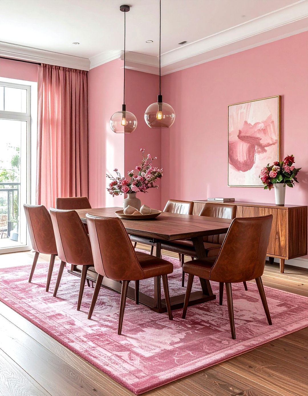 Pink and brown dining room - 30 pink dining room color schemes