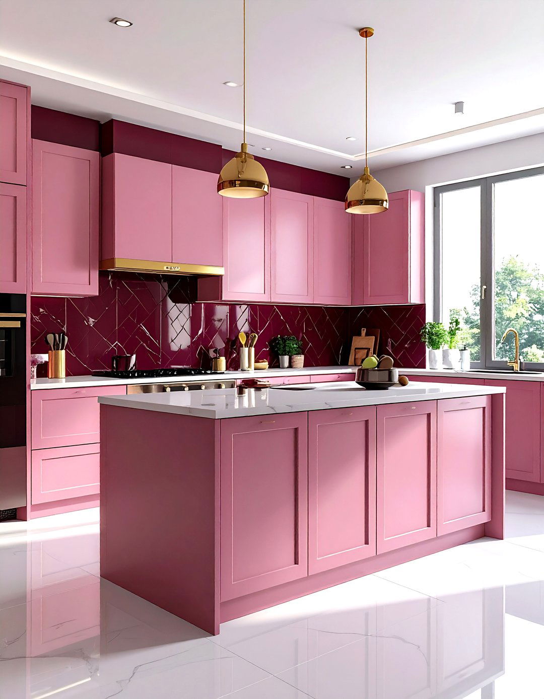 Pink and burgundy kitchen - 30 pink kitchen color schemes