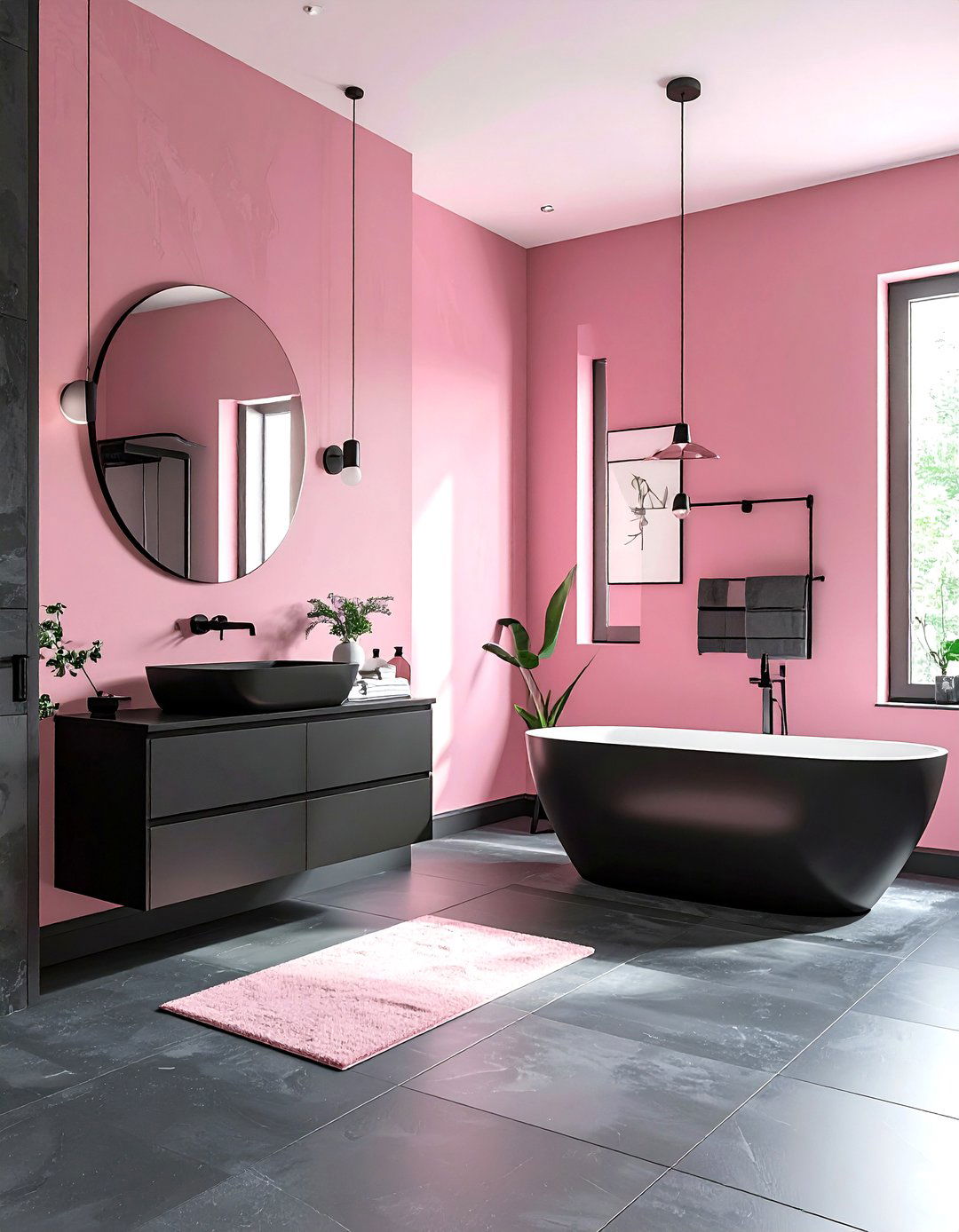 Pink and charcoal bathroom - 30 pink bathroom color schemes