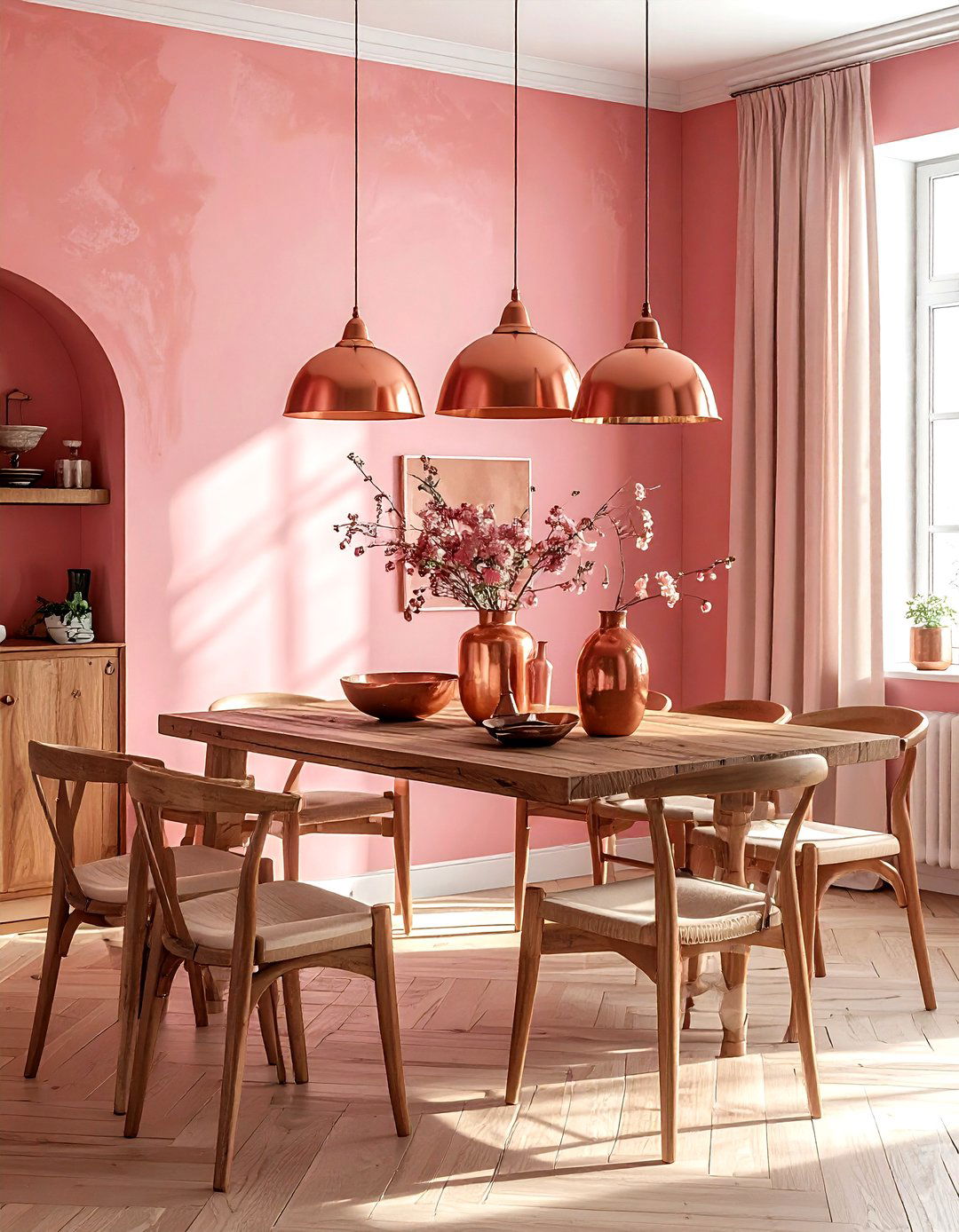 Pink and copper dining room - 30 pink dining room color schemes