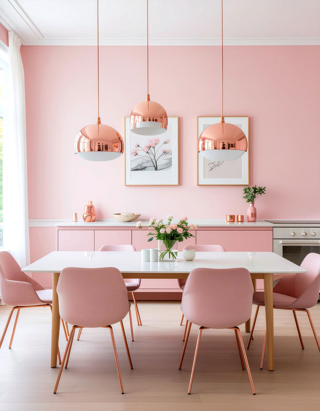 Pink and copper dining room - 30 blush pink dining room ideas