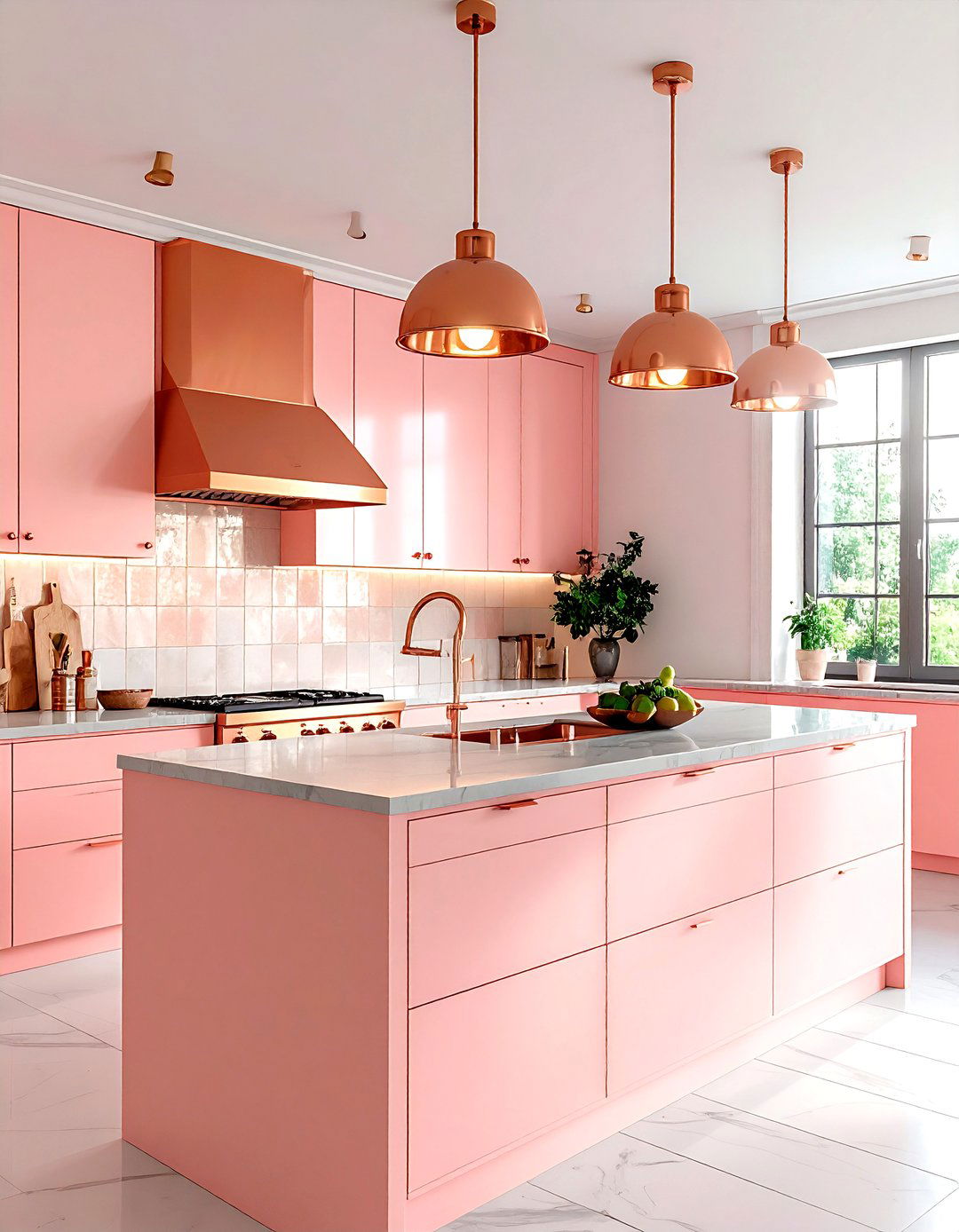 Pink and copper kitchen - 30 pink kitchen color schemes