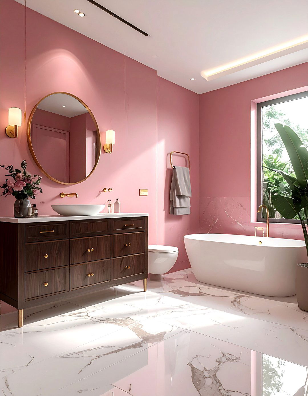 Pink and dark brown bathroom - 30 pink bathroom color schemes