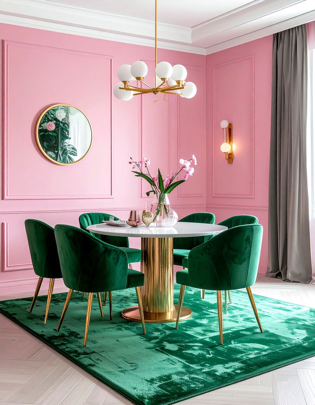 Pink and emerald green dining room - 30 pink dining room color schemes