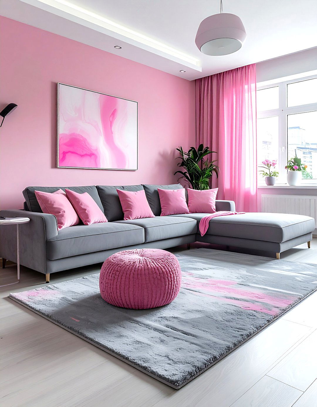 Pink and gray living room apartments - 30 pink gray living room ideas