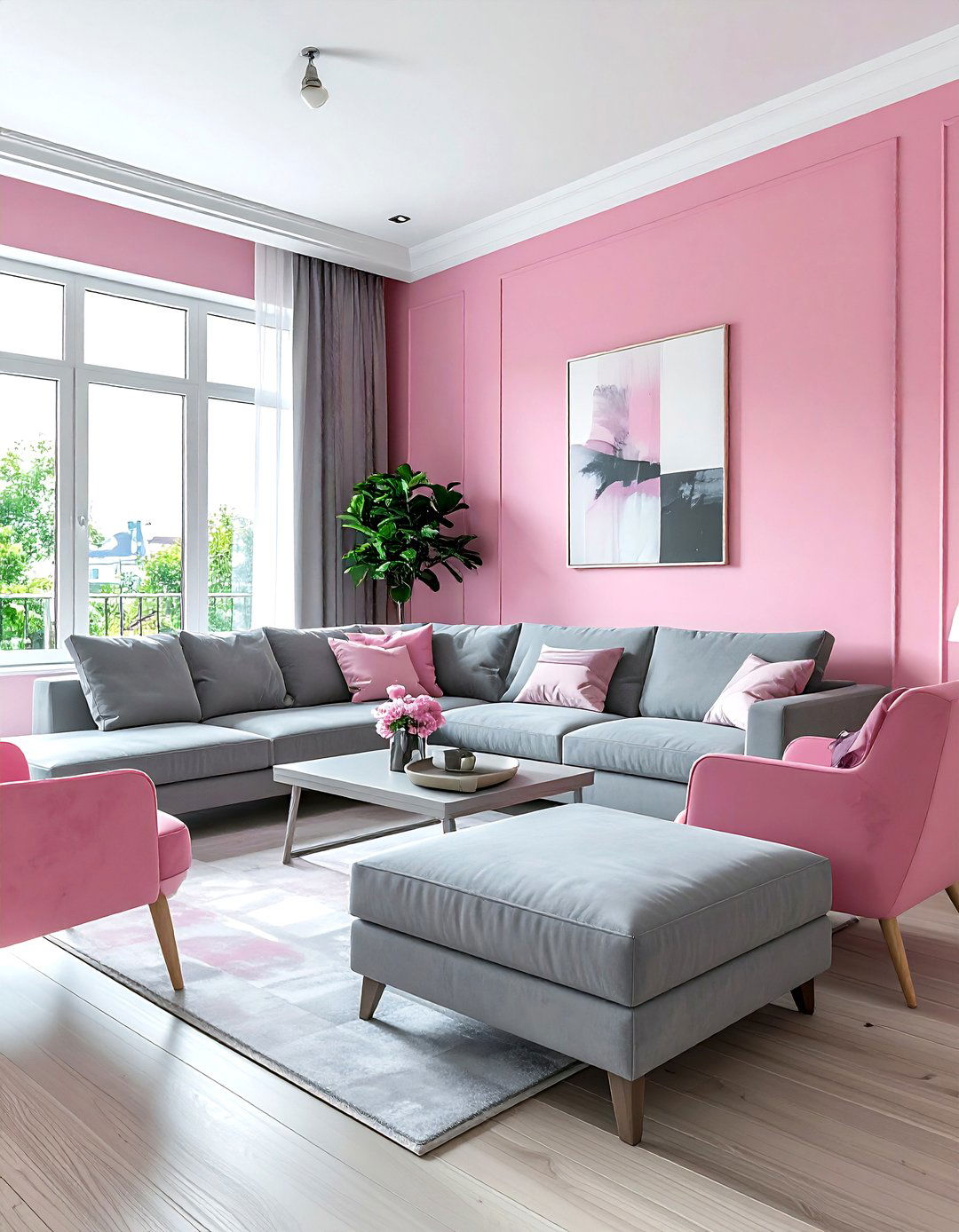 Pink and gray living room layout - 30 pink gray living room ideas