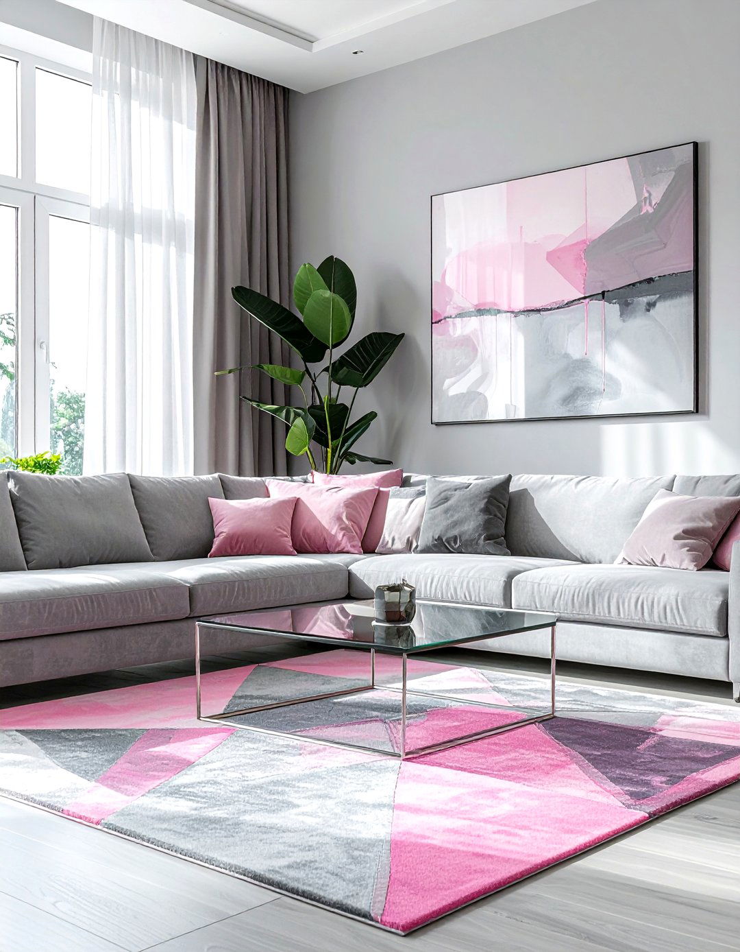 Pink and gray living room rugs - 30 pink gray living room ideas
