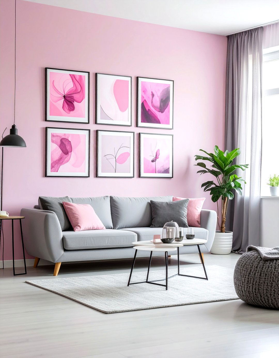 Pink and gray living room wall art - 30 pink gray living room ideas