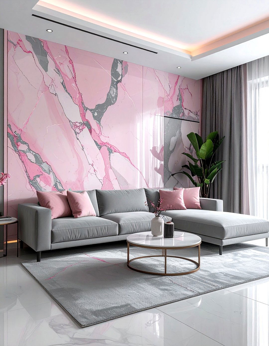 Pink and gray living room wallpaper - 30 pink gray living room ideas