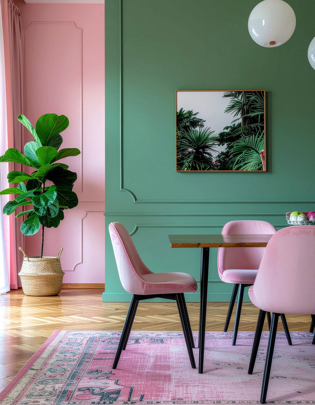 Pink and green dining room - 30 blush pink dining room ideas