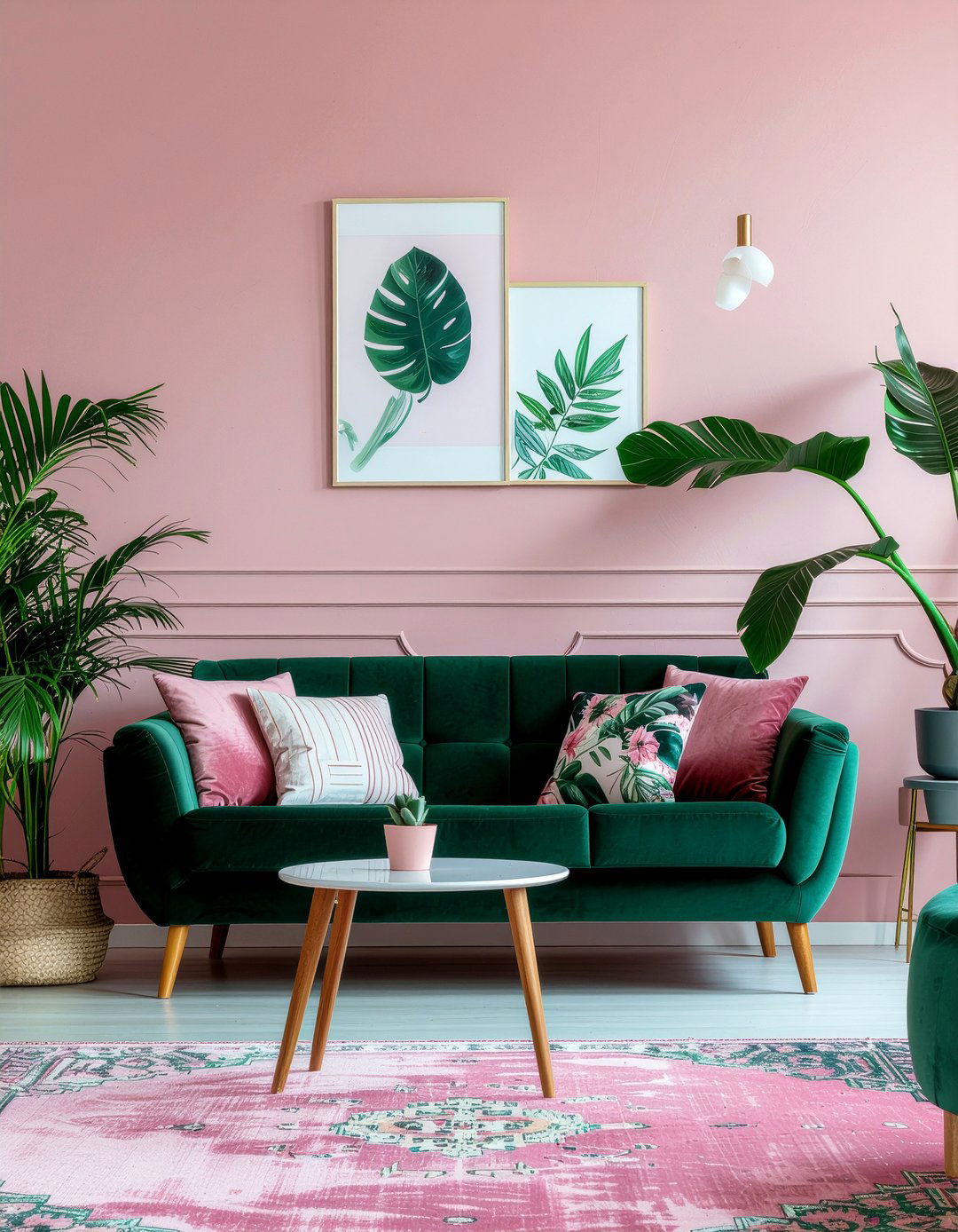 Pink and green living room - 30 living room pink walls