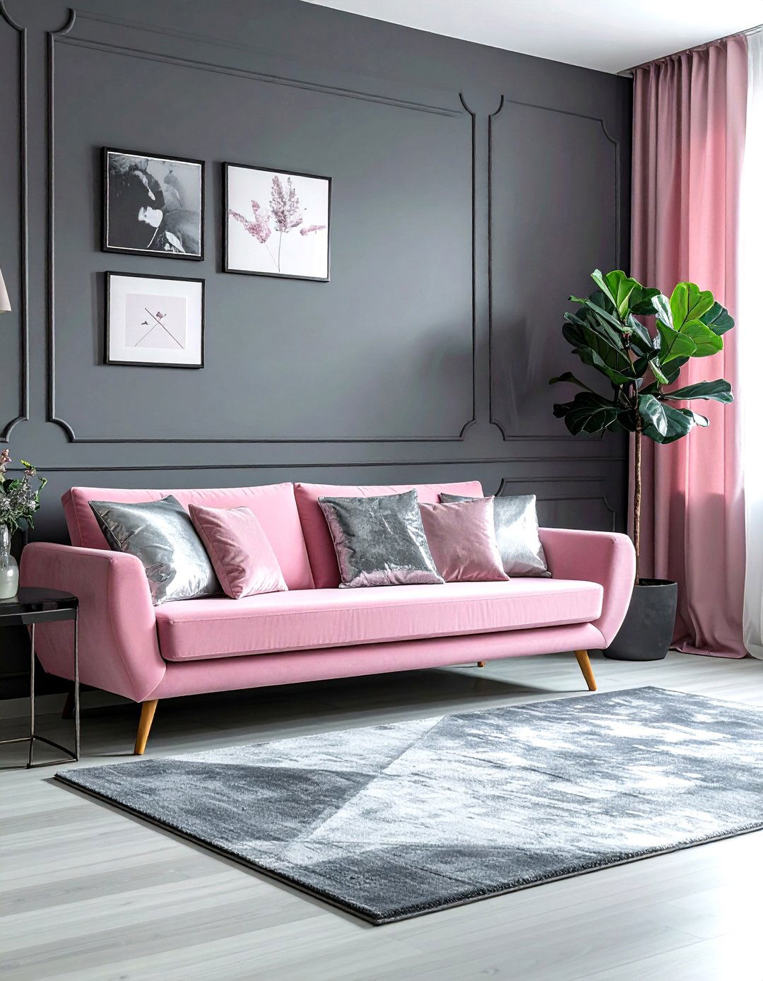 Pink and grey living room - 30 pink living room ideas